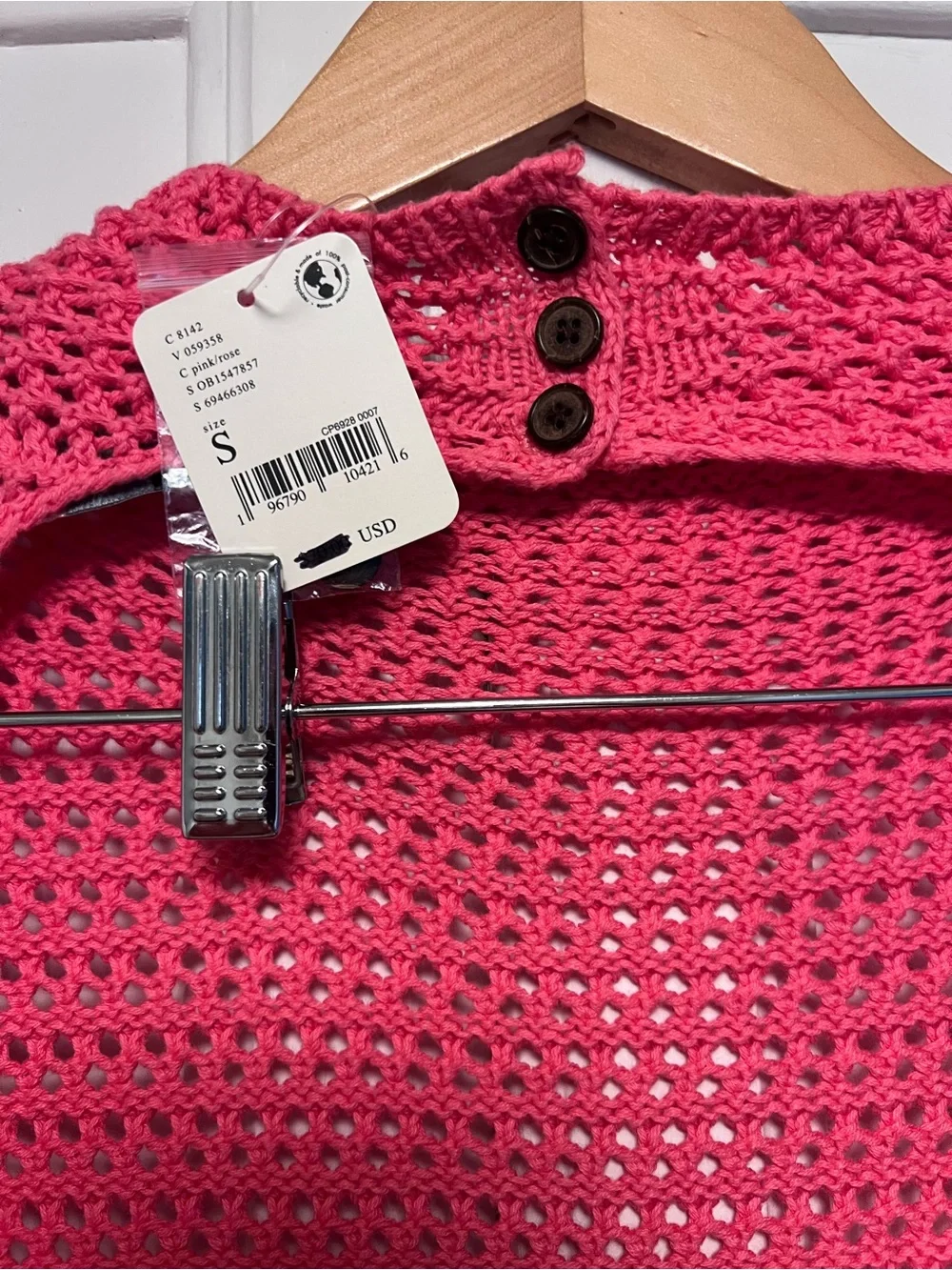 NWT Free People FP Beach Pink Knit V-Neck Mini Cover Up Dress Pool Travel Small
